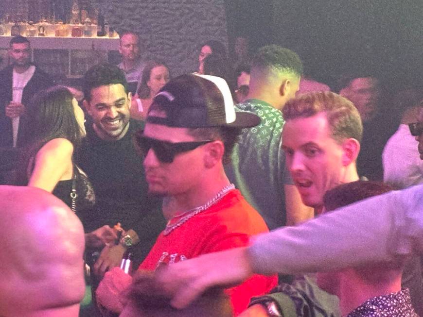 Chiefs quarterback Patrick Mahomes is shown at Zouk Nightclub at Resorts World Las Vegas on Fri ...