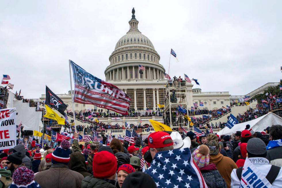 Insurrections loyal to President Donald Trump at the U.S. Capitol in Washington on Jan. 6, 2021 ...