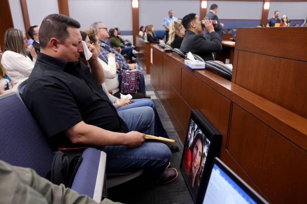 Dwight Bass Jr., father of Shyayn Bass, wipes tears during sentencing for Ali Brandy Aponte at ...