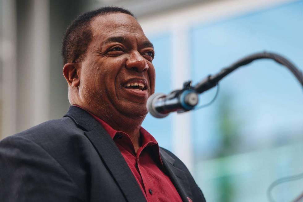 UNLV president Keith Whitfield speaks to a crowd during the debut of the UNLV Advanced Engineer ...