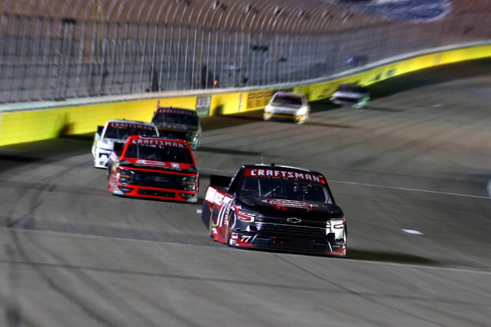 Chase Purdy (77) rounds the track during the Victoria's Voice Foundation 200 NASCAR Craftsman T ...
