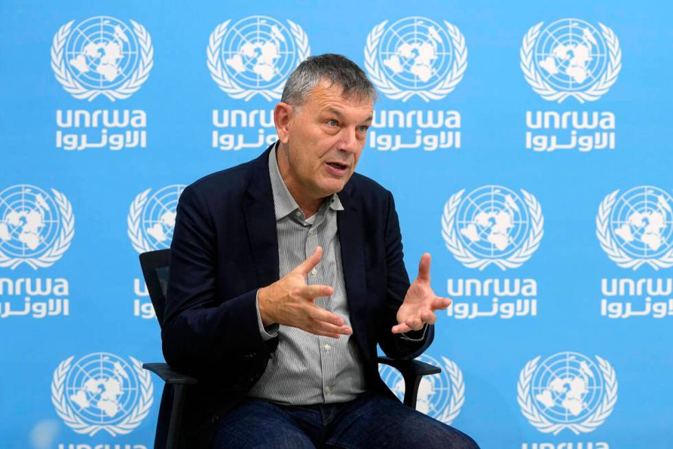 FILE - The Commissioner-General of the U.N. agency for Palestinian refugees, Philippe Lazzarini ...