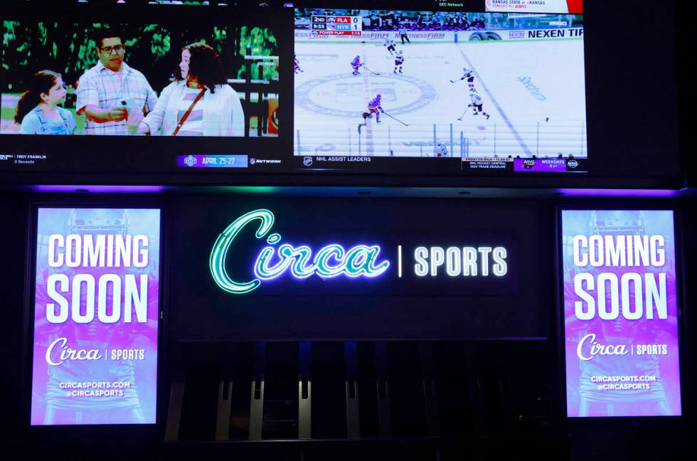 Coming soon sign are displayed as construction is underway at Silverton Casino sportsbook, on T ...