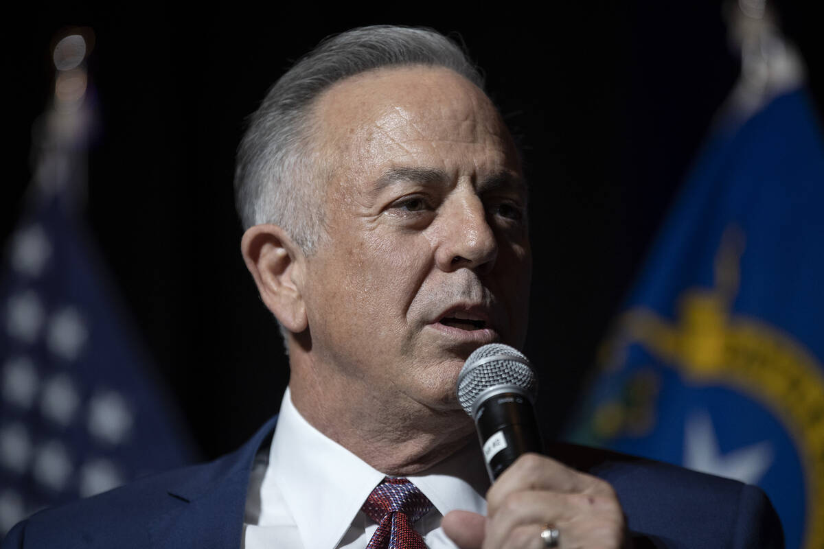 Then-Clark County Sheriff Joe Lombardo, Republican candidate for governor of Nevada, speaks dur ...