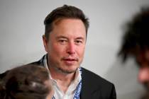 Tesla CEO Elon Musk attends the first plenary session of the AI Safety Summit at Bletchley Park ...