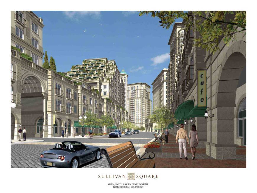 A rendering of Sullivan Square, a multi-tower project at Sunset Road and Durango Drive in the s ...