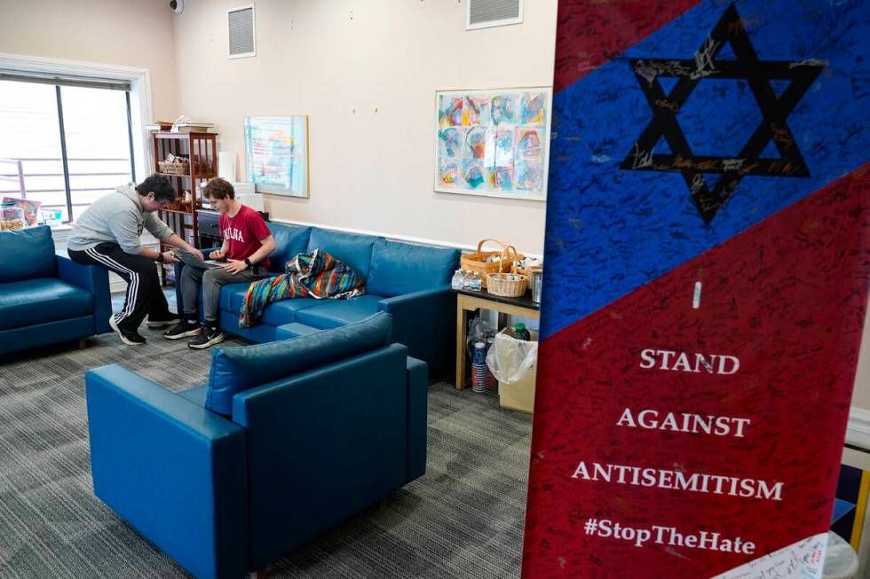 Jewish students gather at the Helene G. Simon Hillel Center at Indiana University in Bloomingto ...