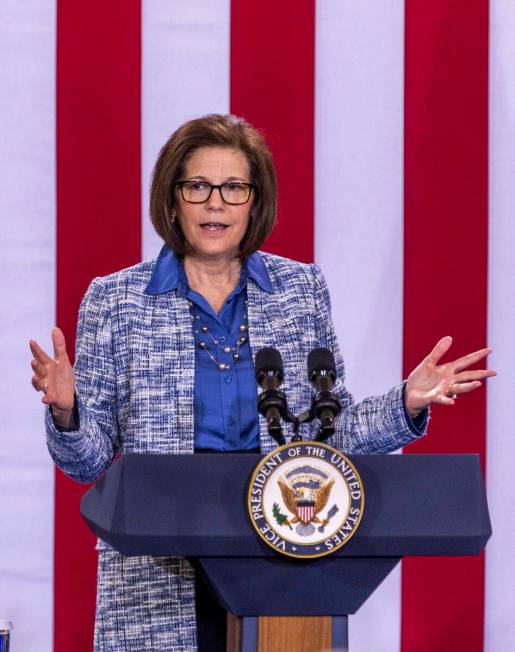 Senator Catherine Cortez Masto (D-NV) speaks during a Vice President Kamala Harris rally at Moj ...