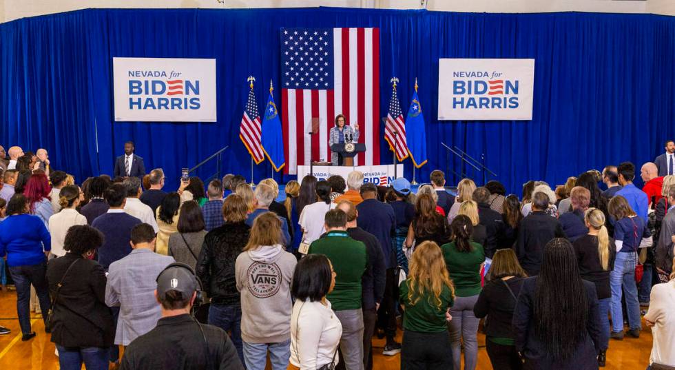 Congressman Steven Horsford (D-NV-04) speaks during a Vice President Kamala Harris rally at Moj ...