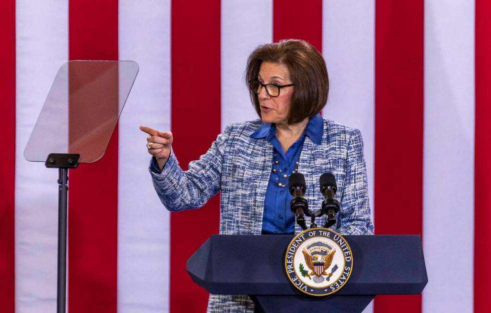 Senator Catherine Cortez Masto (D-NV) speaks during a Vice President Kamala Harris rally at Moj ...