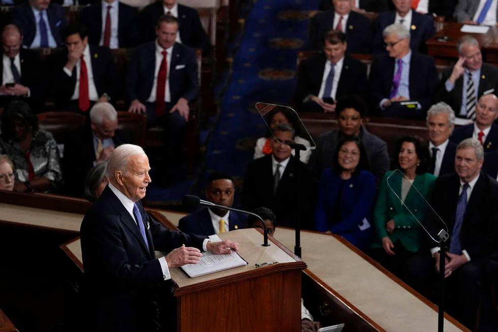 President Joe Biden delivers his State of the Union address to a joint session of Congress, at ...
