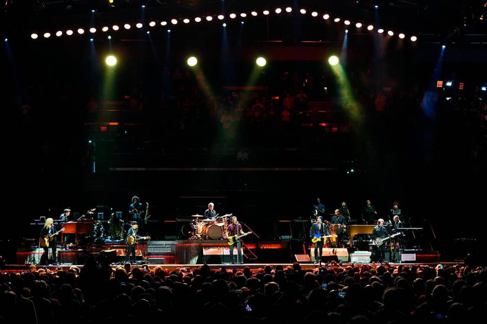 Bruce Springsteen sings on stage during his concert of Bruce Springsteen and The E Street Band ...