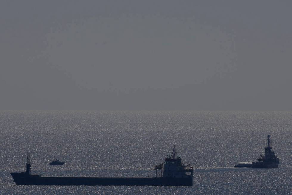 The ship belonging to the Open Arms aid group, towing a barge carrying 200 tons of rice and flo ...