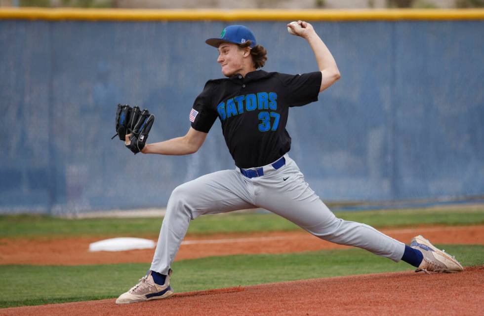 Green Valley's Joseph Steidel (37) delivers during the first inning of a baseball game against ...