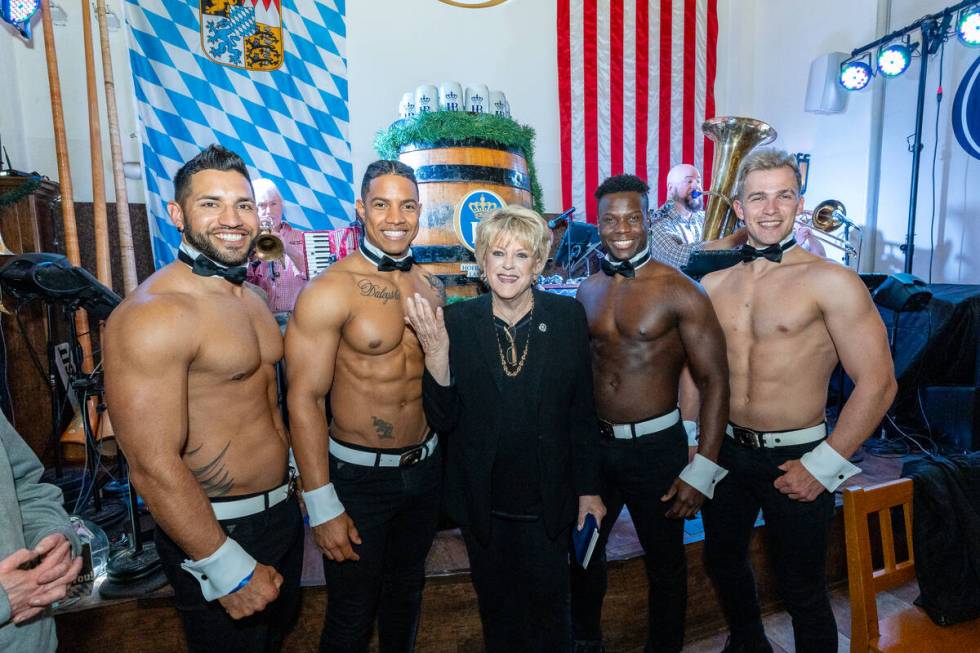 Las Vegas Mayor Carolyn Goodman is shown with members of Chippenales at Hofbräuhaus Las Vegas' ...