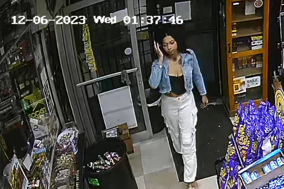 Maryana Rodgers is seen on surveillance video entering a liquor store on Dec. 6, 2023, shortly ...