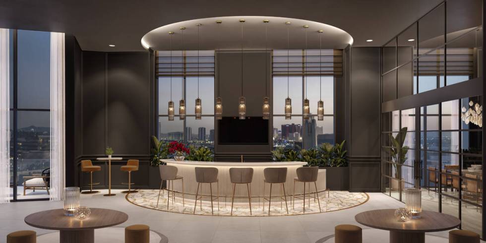 Renderings for the interior of the 32-story luxury condo high-rise Cello Tower in the Symphony ...