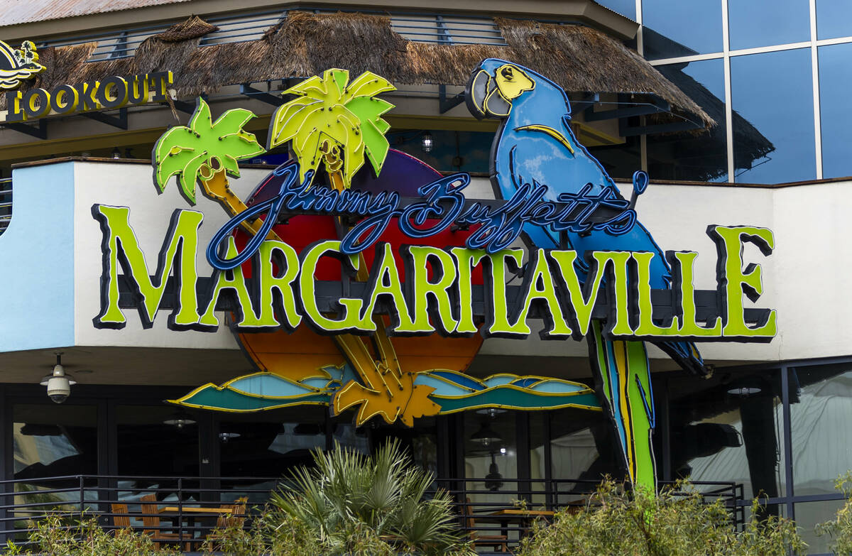 Neon sign outside Margaritaville off the Strip on Friday, March 15, 2024, in Las Vegas. (L.E. B ...