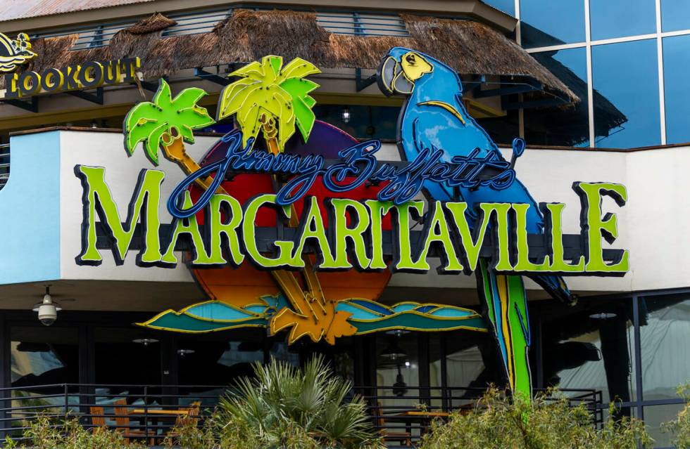 Neon sign outside Margaritaville off the Strip on Friday, March 15, 2024, in Las Vegas. (L.E. B ...