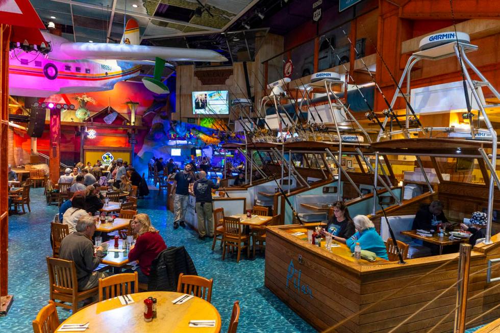Diners within Margaritaville off the Strip on Friday, March 15, 2024, in Las Vegas. (L.E. Basko ...