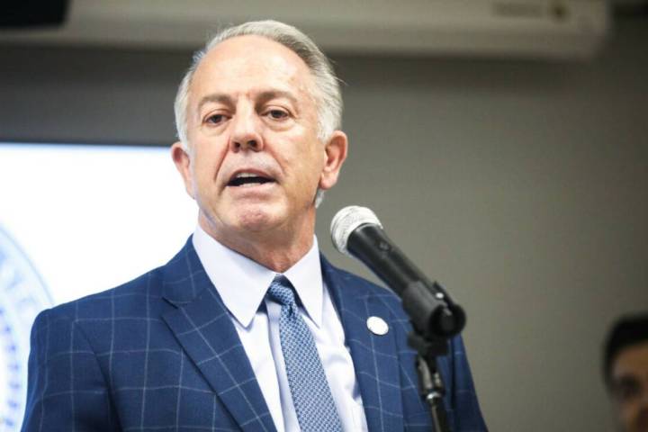 Gov. Joe Lombardo addresses the Latin Chamber of Commerce in Las Vegas, Tuesday, July 18, 2023. ...