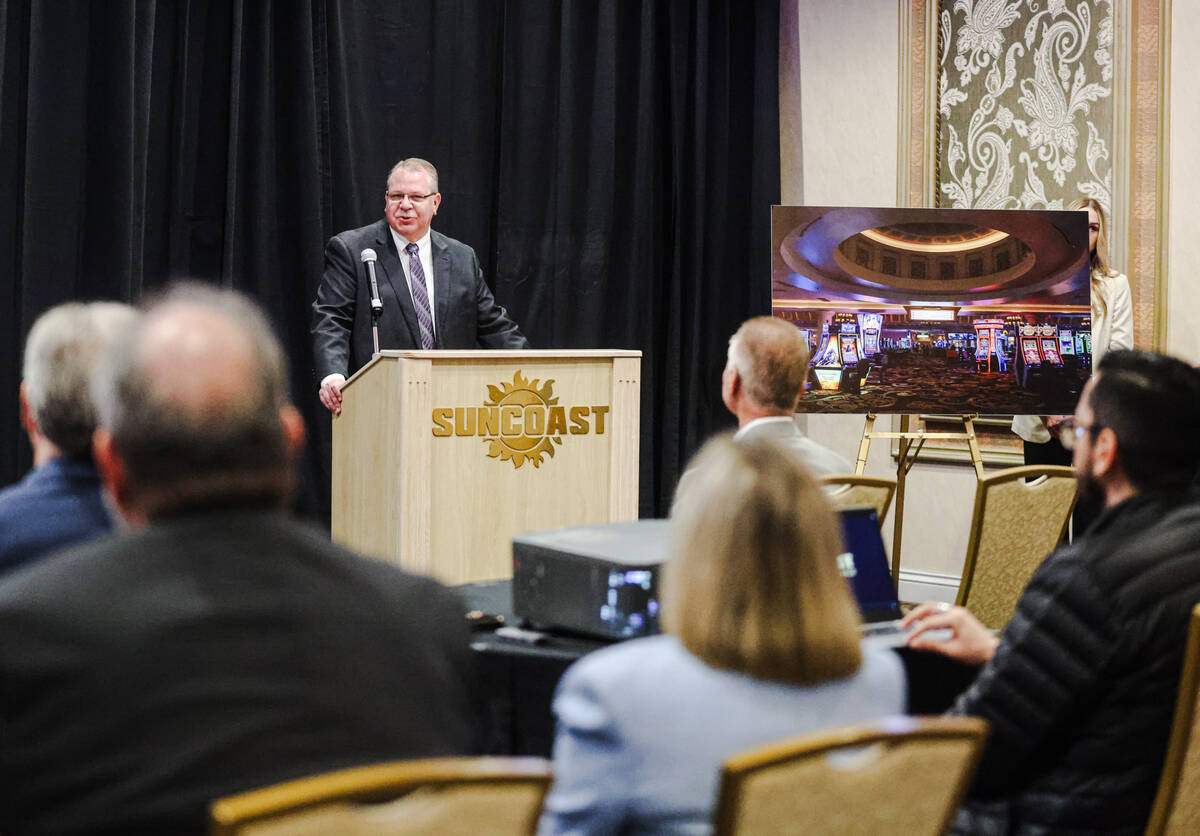 Steve Schutte, executive vice president of operations at Boyd Gaming, addresses the audience at ...