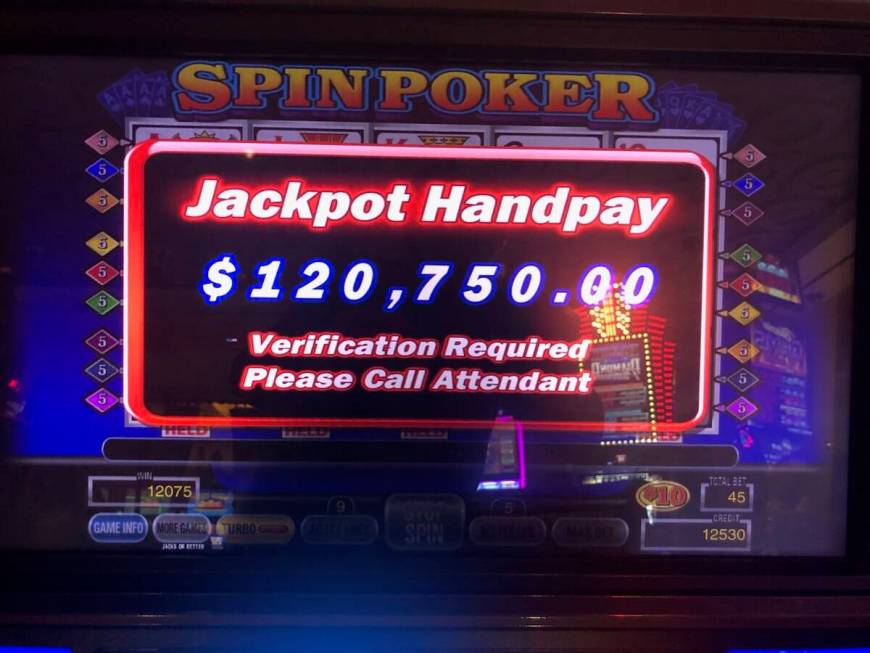 A video poker player won a $120,750 jackpot playing Spin Poker on Friday, March 15, 2024, at Ca ...