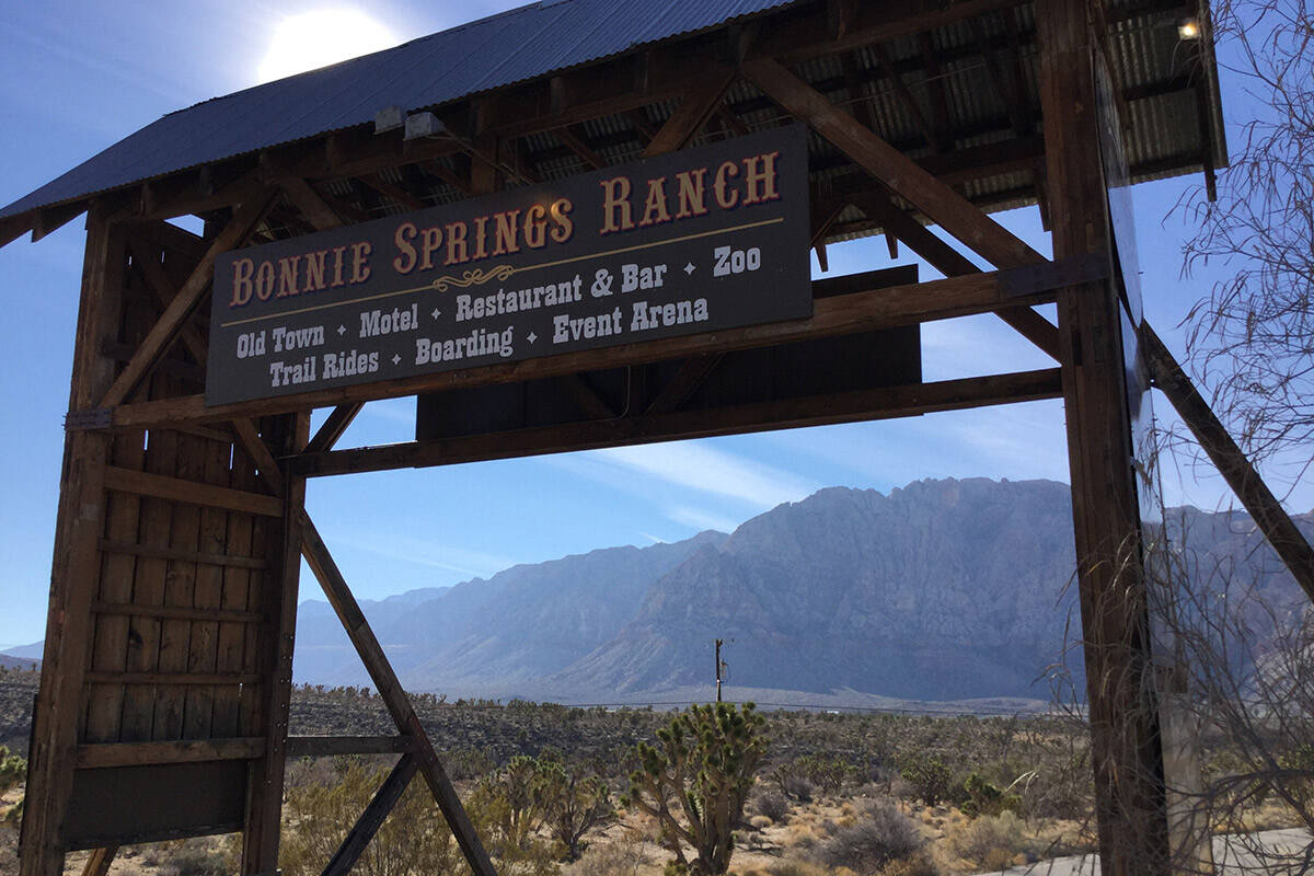 Bonnie Springs Ranch welcome sign on Jan. 9, 2019. (Eli Segall/Las Vegas Review-Journal)