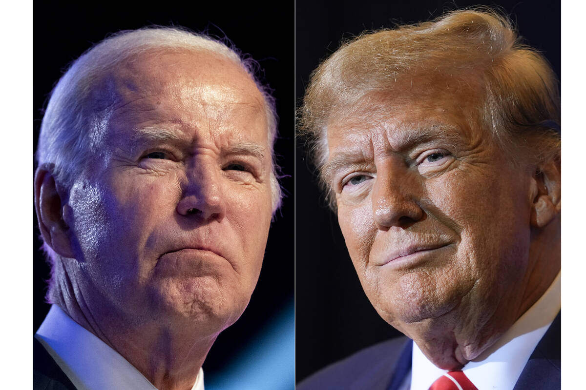 This combo image shows President Joe Biden, left, Jan. 5, 2024, and former President Donald Tru ...
