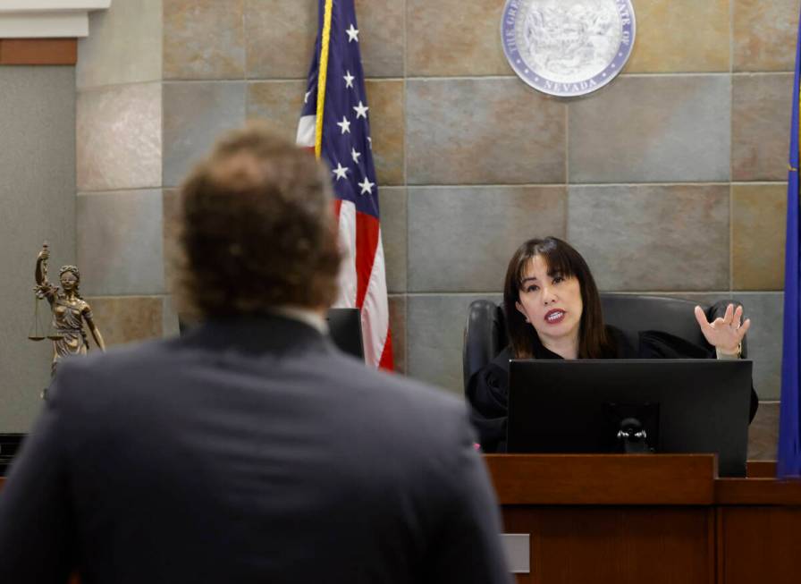 Judge Danielle “Pieper” Chio, presides over a hearing as Attorney Jacob Smith, le ...