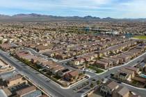 An aerial photo shows homes at the corner of Ann Road and Donna Street in North Las Vegas, on F ...