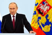 FILE - Russian President Vladimir Putin. (Grigory Sysoyev, Sputnik, Kremlin Pool Photo via AP, ...