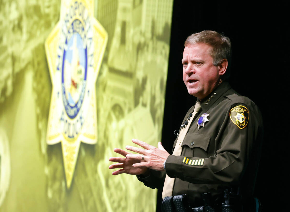 Clark County Sheriff Kevin McMahill delivers the State of the Department address at the Sphere ...