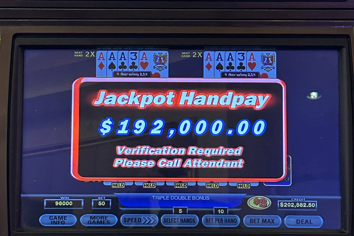 A video poker player won $192,000 on Friday, March 22, 2024, at Caesars Palace in Las Vegas. (C ...