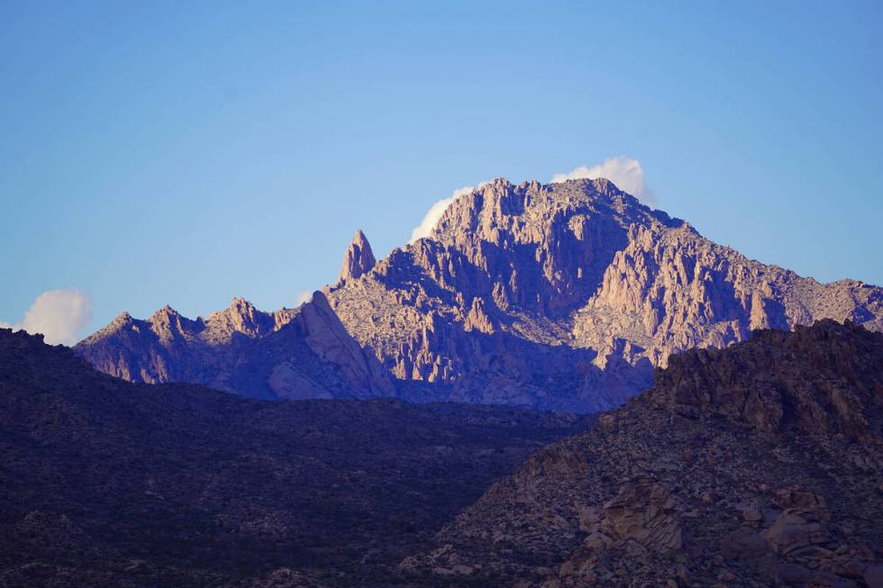 With Spirit Mountain as their highest point, the rocky Newberry Mountains are visible along the ...