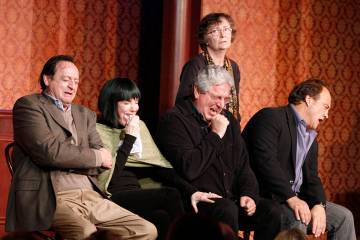 Actor Joe Flaherty, Eugenie Ross-Leming, Harold Ramis, Judy Morgan (standing) and Jim Belushi b ...