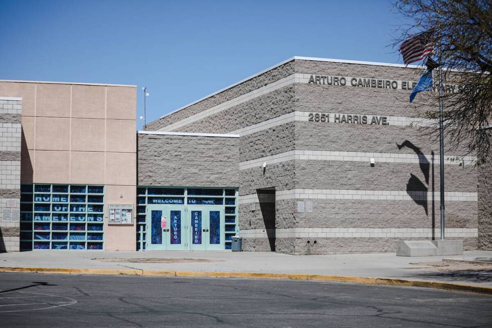 Arturo Cambeiro Elementary School in east Las Vegas, Wednesday, April 3, 2024. (Rachel Aston/La ...