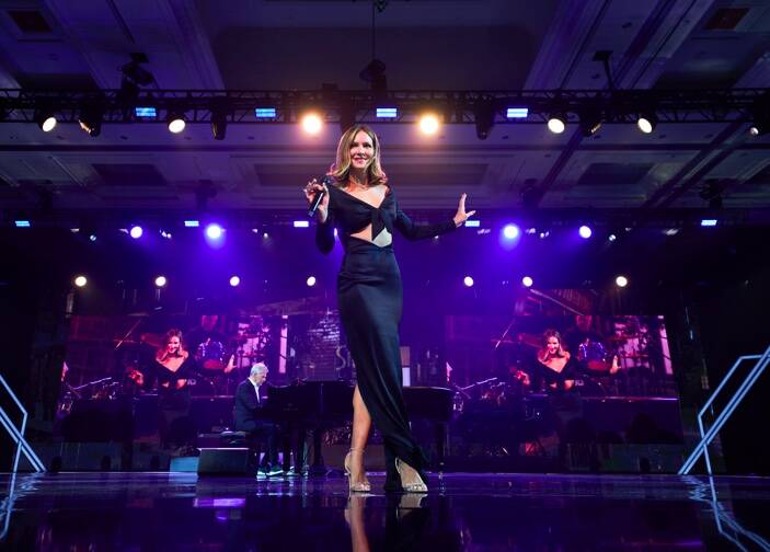 Katharine McPhee and David Foster are shown at the inaugural Raiders Foundation Silver & Black ...