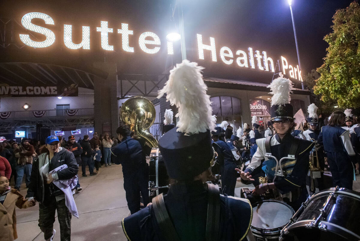 River City High School band members wind down as fans leave Sutter Health Park after the Sacram ...