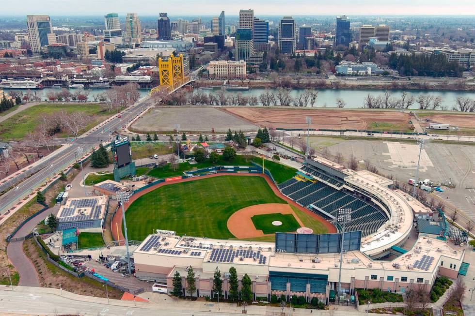 An aerial view of Sutter Health Park, Sunday, Jan. 24, 2021, in West Sacramento, Calif. The sta ...