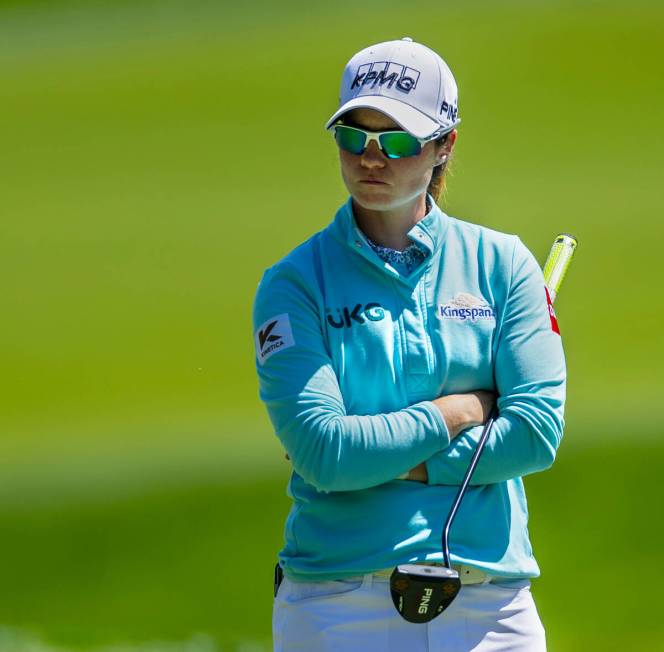 Leona Maguire watches the play on the green at hole #9 during the second day of the LPGA T-Mobi ...