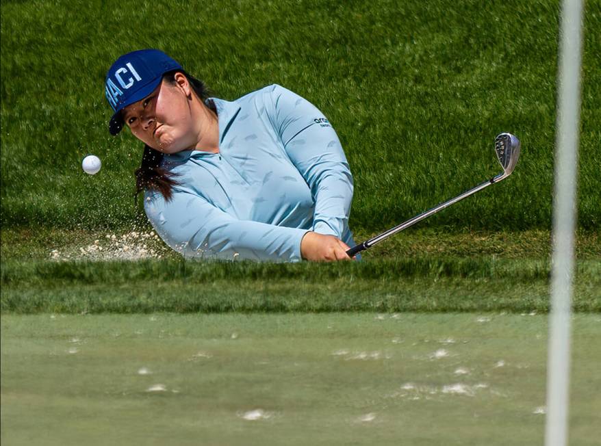 Angel Yin blasts out of the sand trap on hole #7 during the second day of the LPGA T-Mobile Mat ...