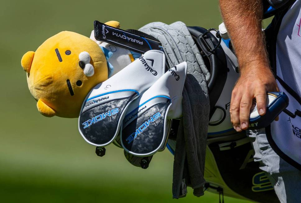 A caddie carries the bag of Minjee Lee on hole #7 during the second day of the LPGA T-Mobile Ma ...