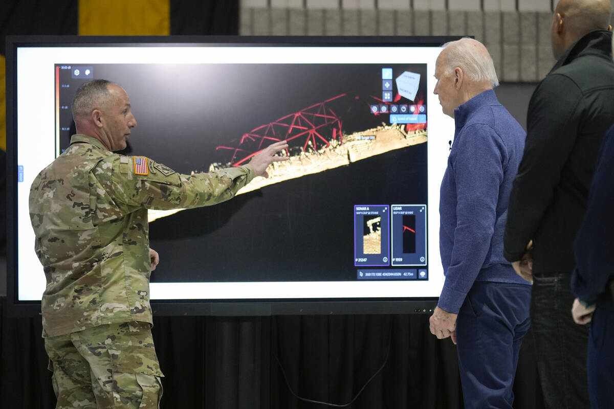 President Joe Biden participates in an operational briefing on the response and recovery effort ...