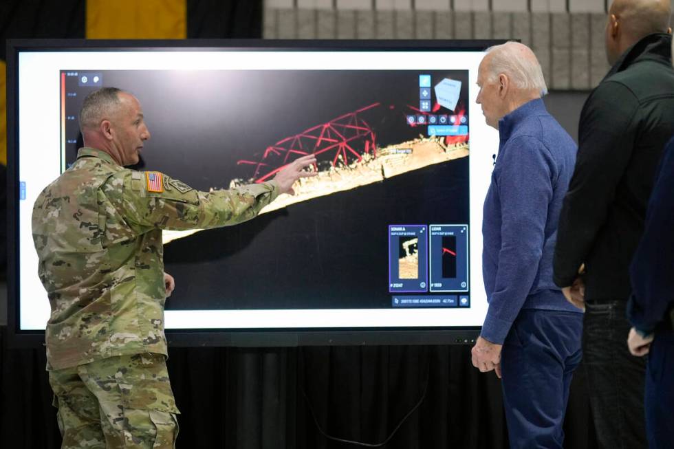 President Joe Biden participates in an operational briefing on the response and recovery effort ...