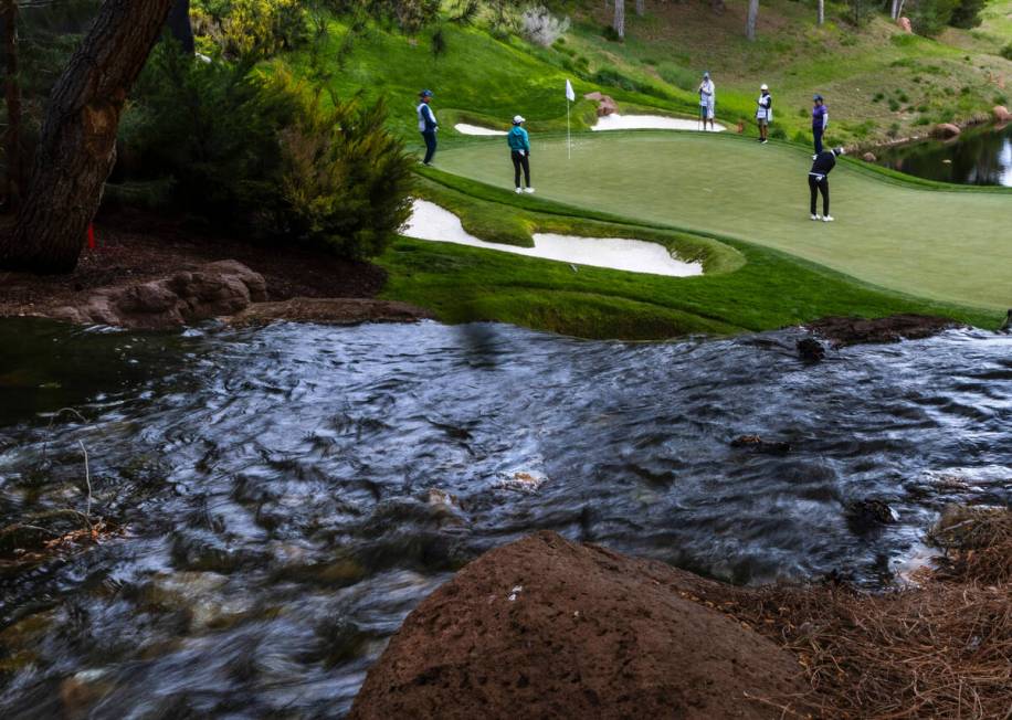 Carlota Ciganda putts on hole #17 during the third day of the LPGA T-Mobile Match Play at Shado ...