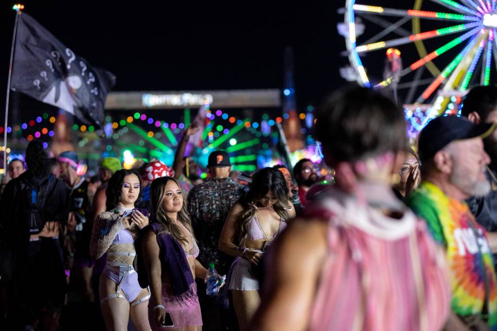 Crowds move through festival grounds during the second day of Electric Daisy Carnival on Saturd ...