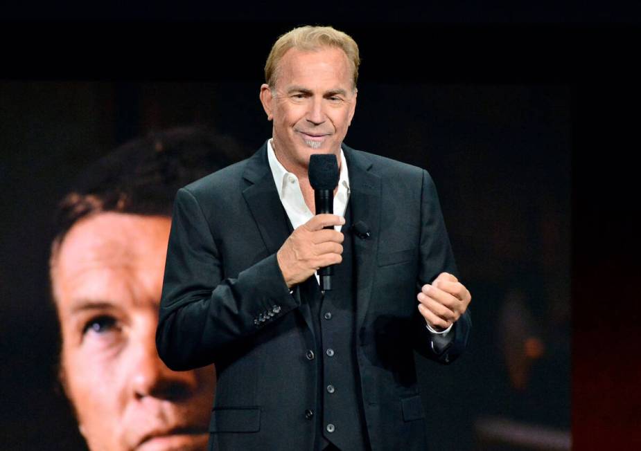 LAS VEGAS, NEVADA - APRIL 09: Kevin Costner speaks onstage during Warner Bros. Pictures' " ...