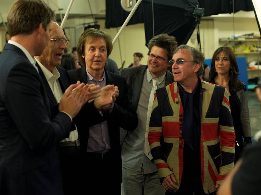 Cirque du Soleil CEO Daniel Lamarre is shown with (from left), Giles Martin, George Martin, Pau ...