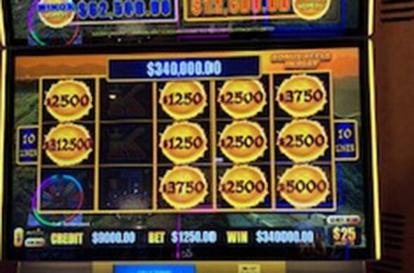 This is one of eight slot jackpots one player won Tuesday, April 9, 2024, at Caesars Palace in ...